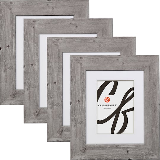 4 Pack Craig Frames American Barn Light Gray Picture Frame with Mat
